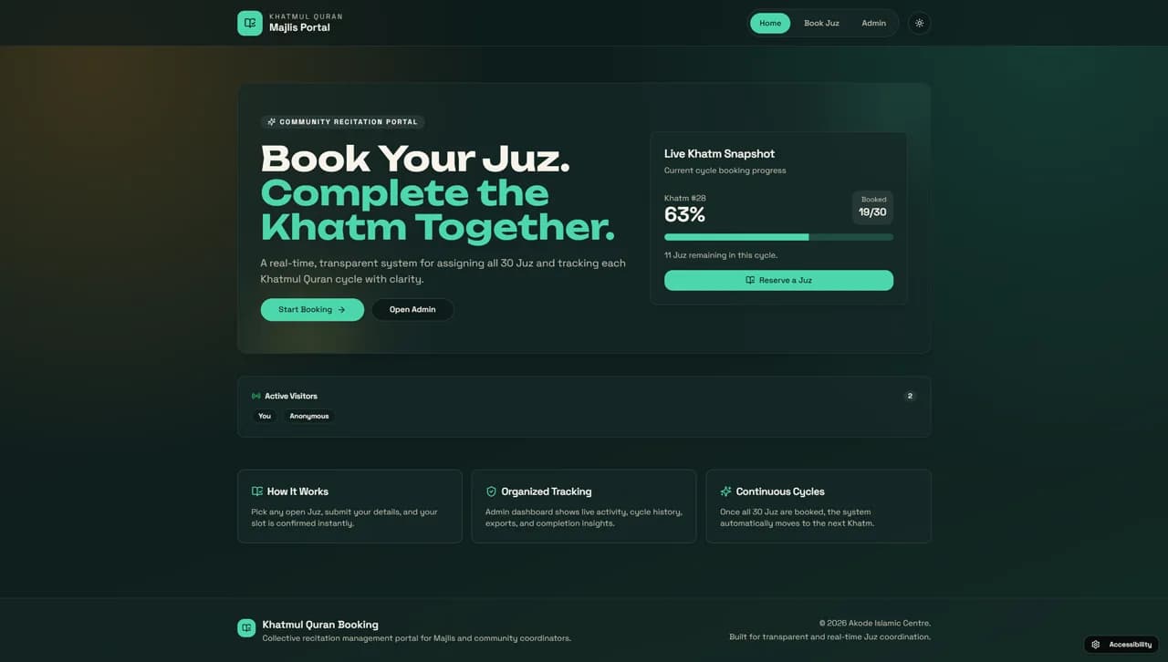 BookYour Juzz' | Khatmul Quran Booking System - Web Design Project by Salman MP, Kerala